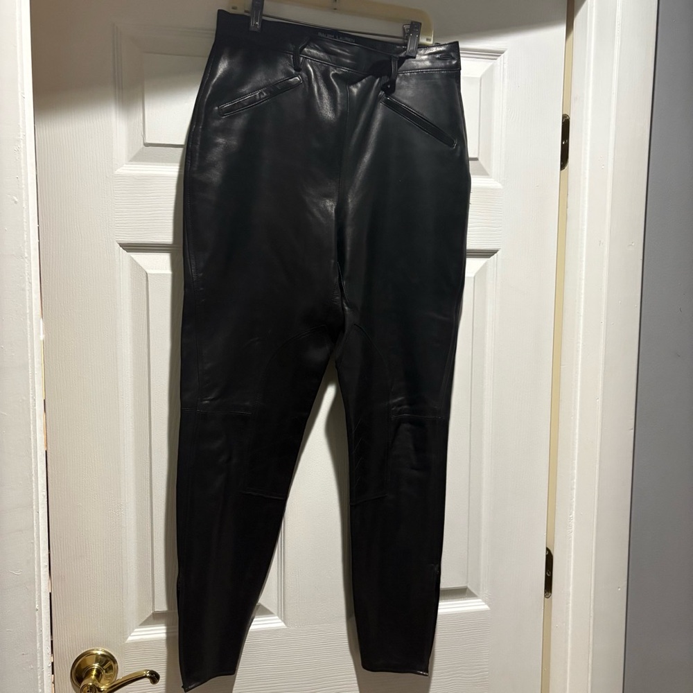 Polo Sport Ralph Lauren Black Riding Leather ,very soft , Straight Leg Pants